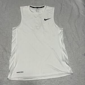 Men’s Nike Pro Dri-Fit White Medium Athletic Workout Athletic Tank Top